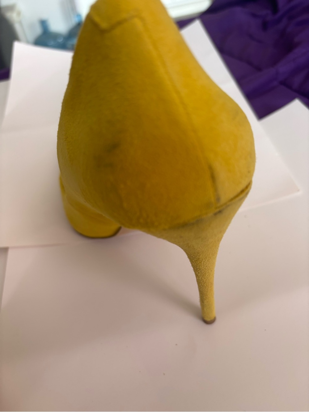 Yellow Suede Pointed-Toe Stiletto Heels - Picture 8 of 10
